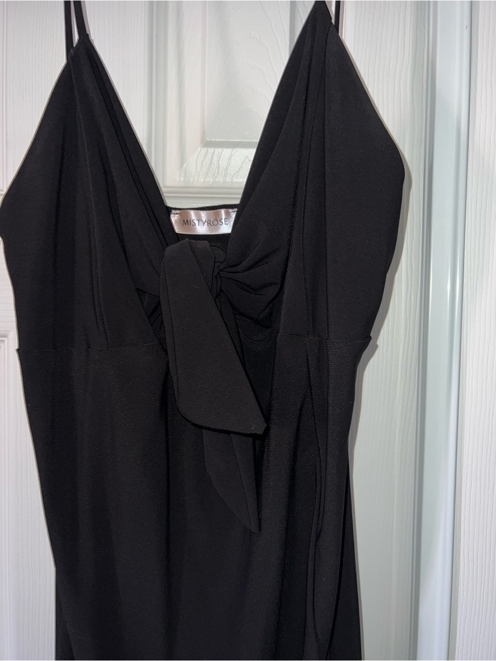 Black Tie-Front Spaghetti Strap Dress